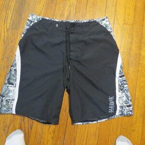 Tony Hawk Black & White Swim Trunks Board Shorts Men's Size 36 Tie Front Unlined